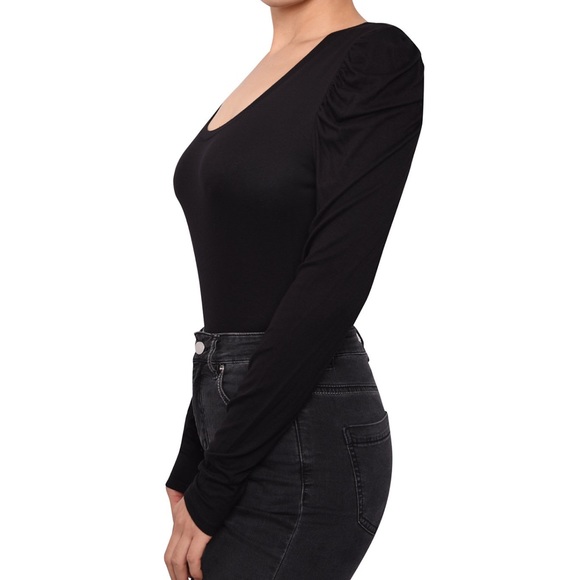 New Derek Heart juniors’ ruched sleeve bodysuit 0 2 xs soft birthday black 🎁 top - Picture 3 of 4